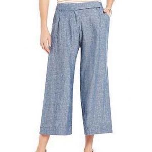 Max Studio | Crop Linen Chambray Wide Leg Gaucho 6